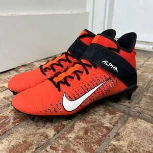 Nike Alpha Menace Pro 2 Mid Football Cleats Men 10 Alpha Strap AQ3209-801 Orange